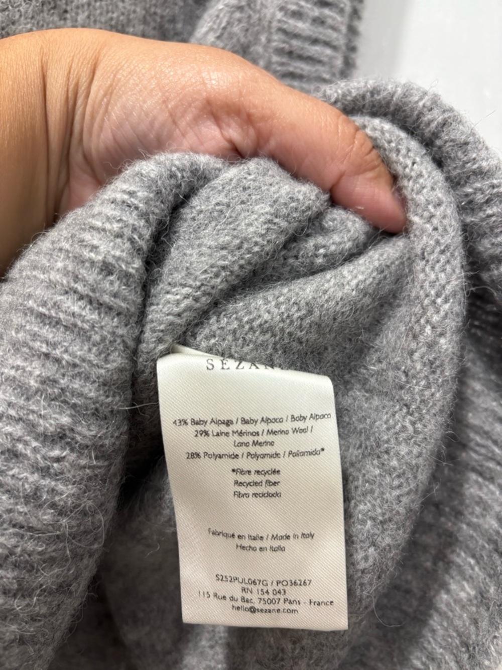 Sezane Samuel Jumper Mottled Gray Size XL NWT - Picture 4 of 4